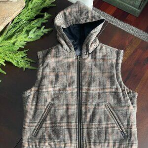 PrAna  Reversable Plaid Hooded Vest Black Size M